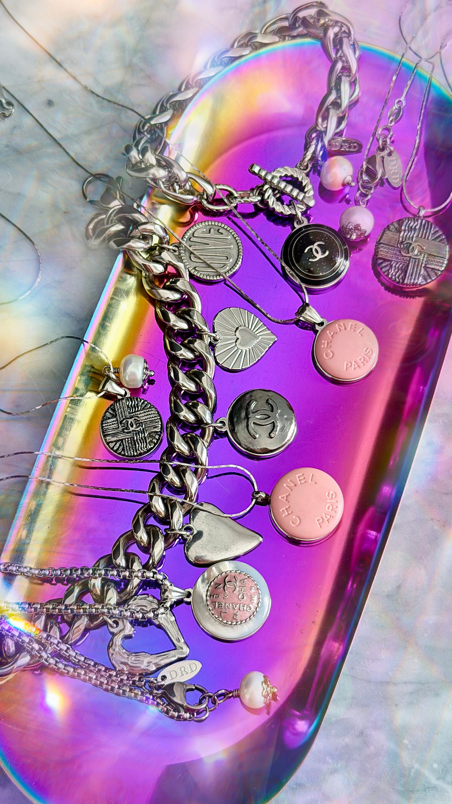 Silver Charm chunky Authentic Reworked button bracelet