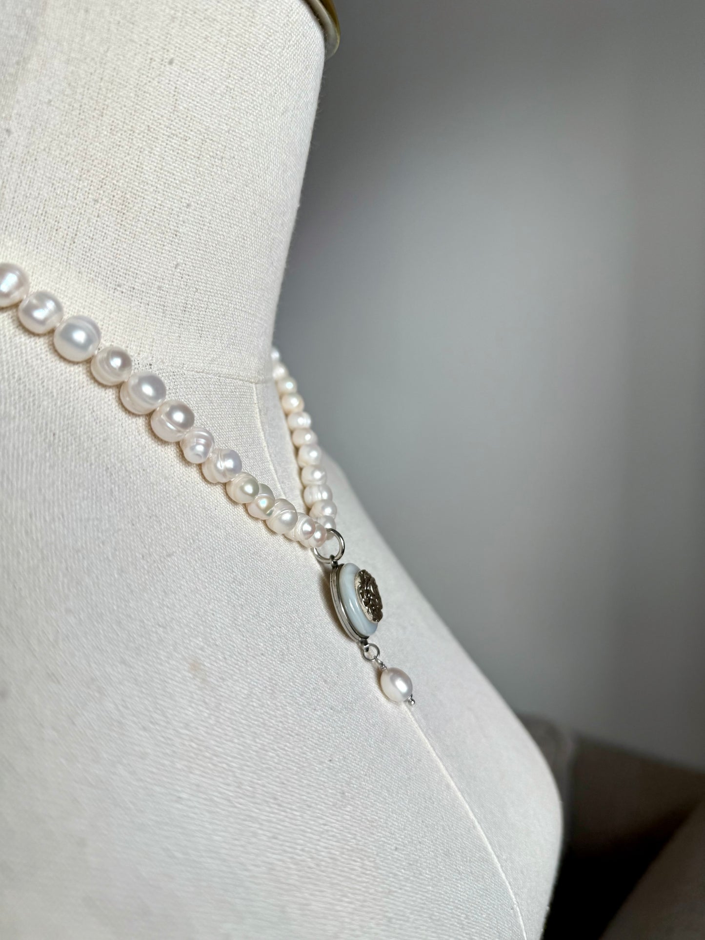 Authentic silver pearl reworked Necklace • SUPER RARE ONE OF A KIND PIECE