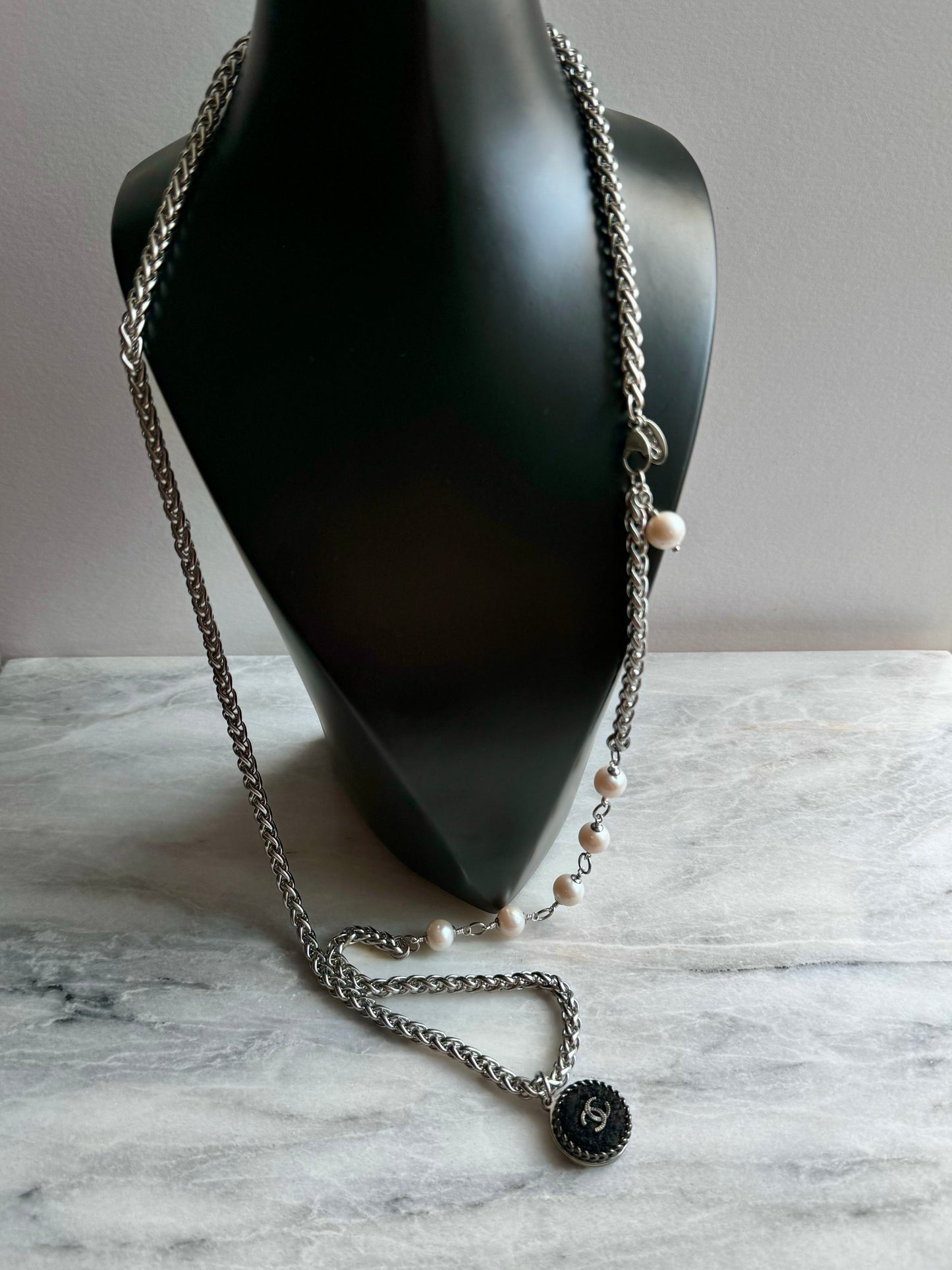 Extremely rare Authentic Reworked silver Button Necklace