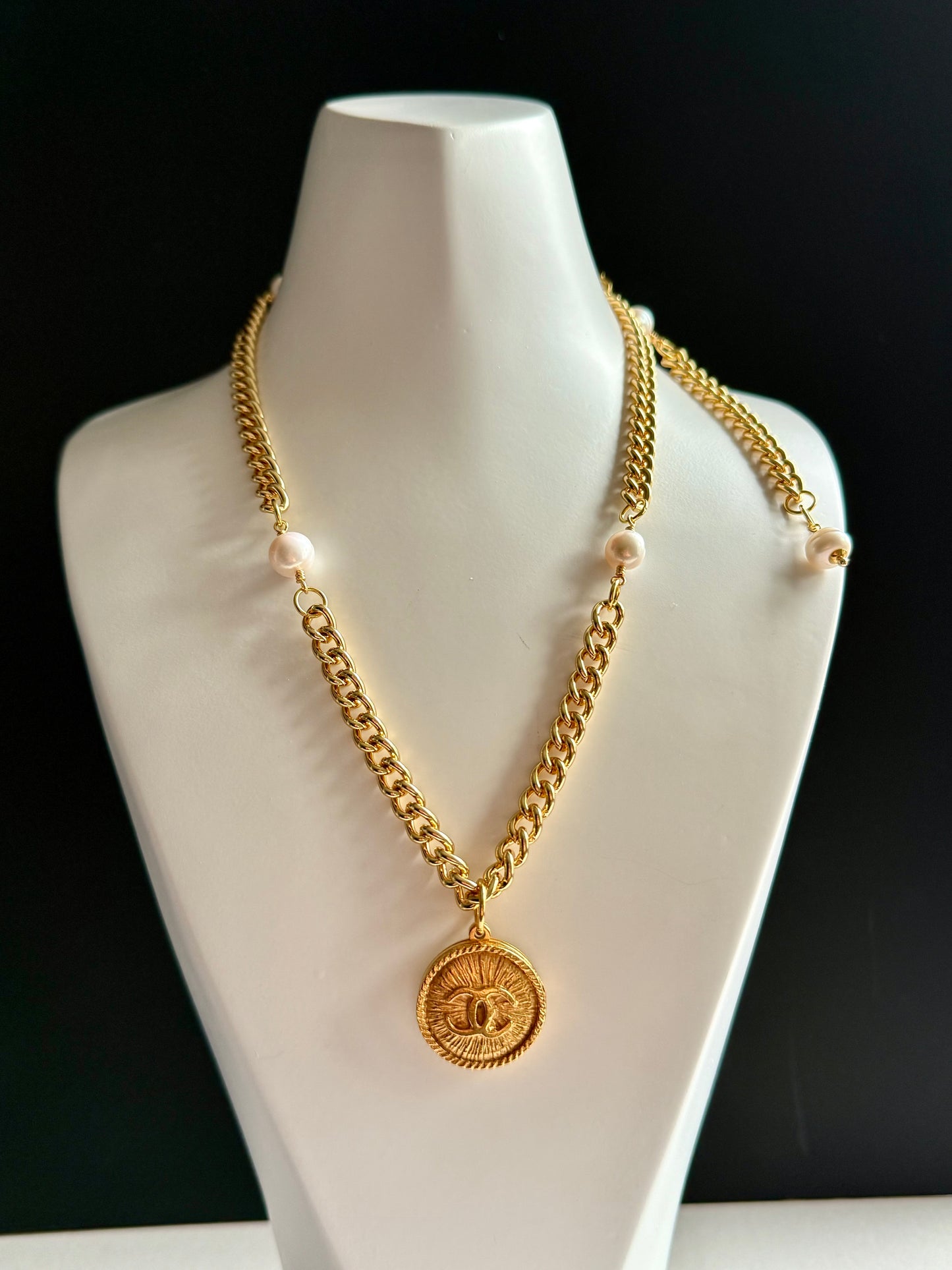 Extremely rare Authentic Reworked gold Button Necklace
