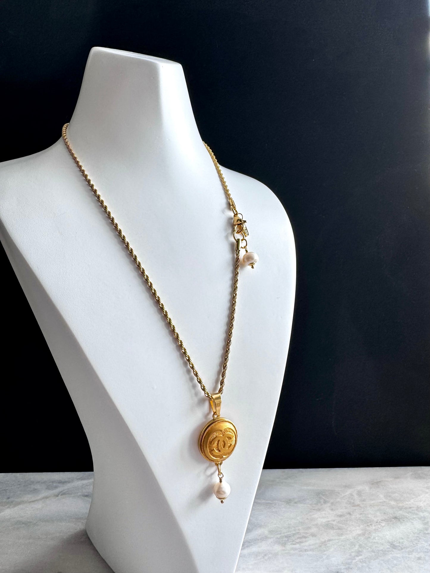 ✨ Vintage Authentic reworked Gold button Necklace