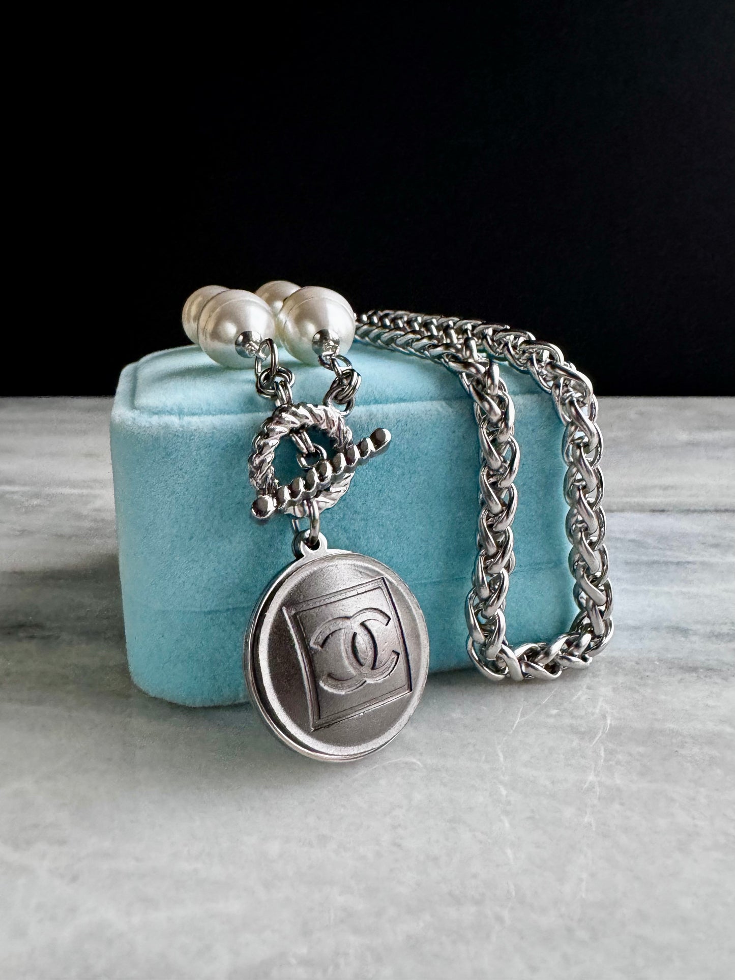 Extremely rare Authentic Reworked silver Button Necklace