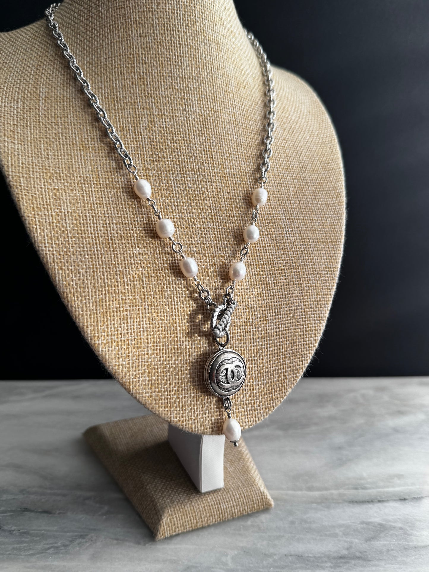 Extremely rare Authentic Reworked silver Button Necklace