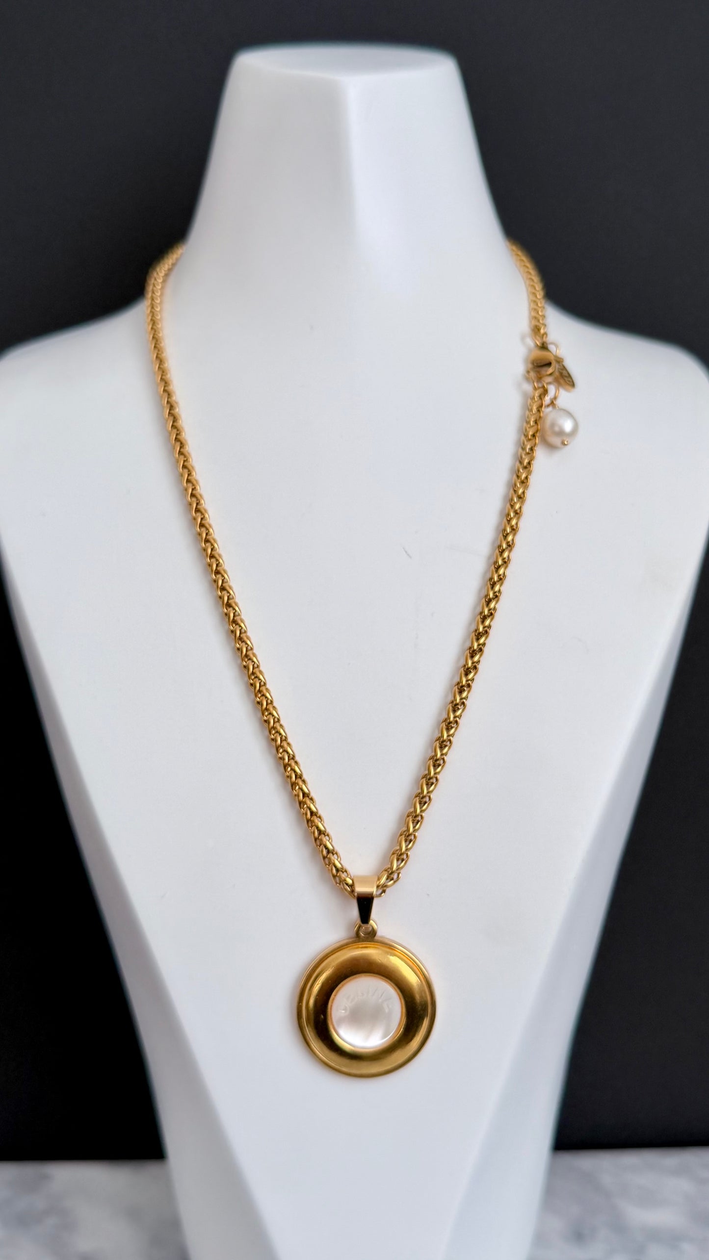 🤍 Vintage Authentic reworked Celine Gold button Necklace - LARGE version