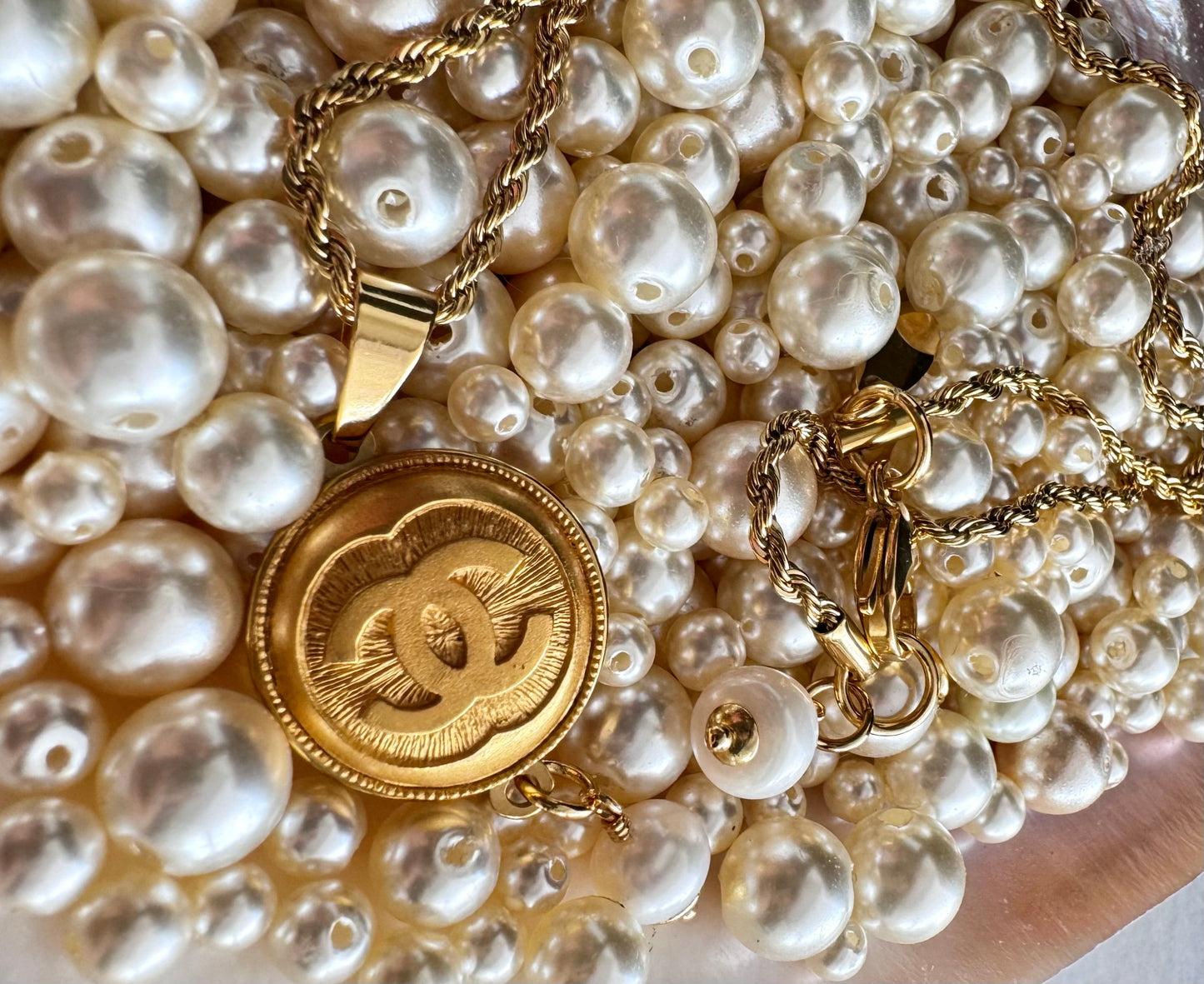 ✨ Vintage Authentic reworked Gold button Necklace