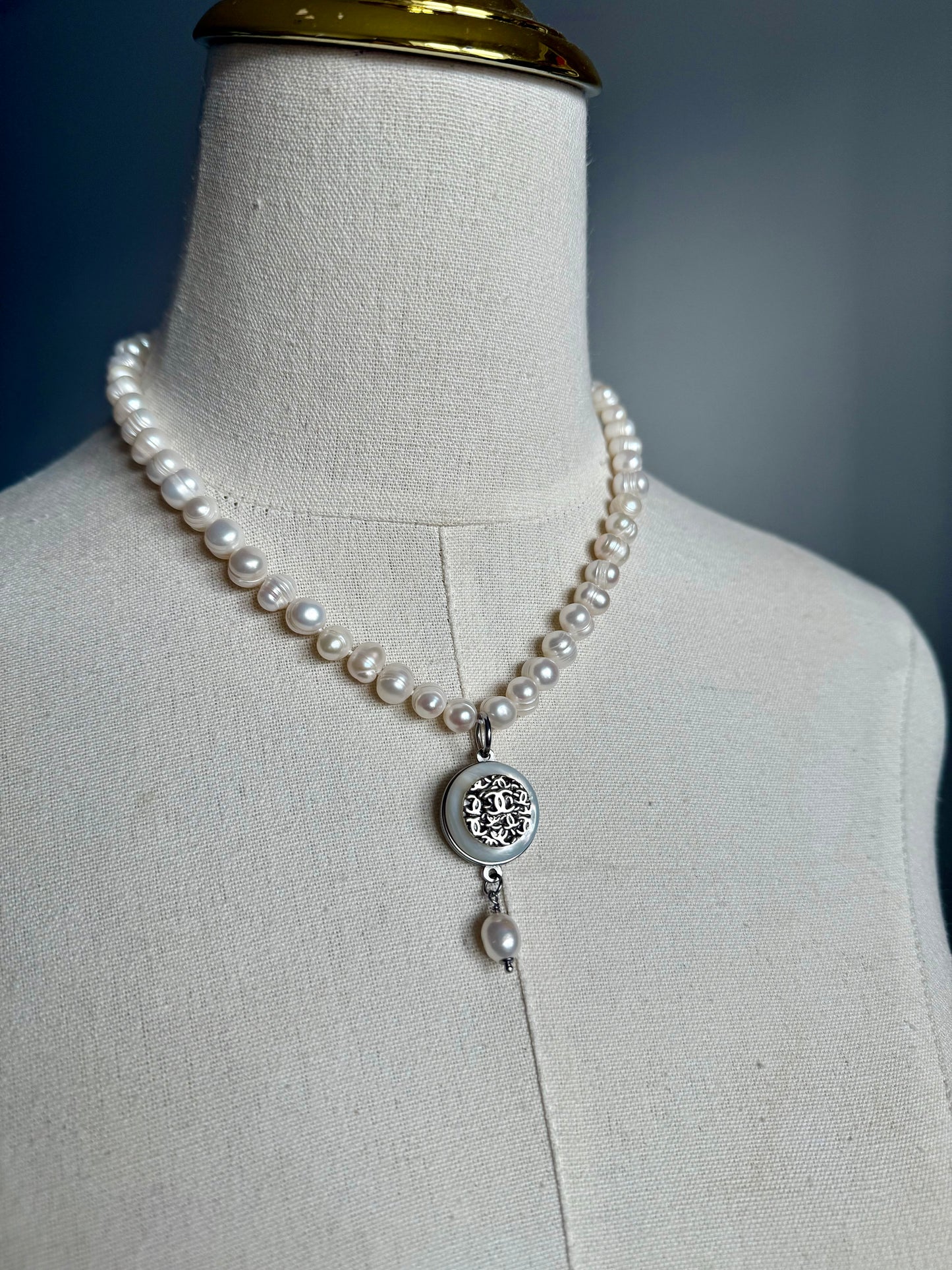 Authentic silver pearl reworked Necklace • SUPER RARE ONE OF A KIND PIECE