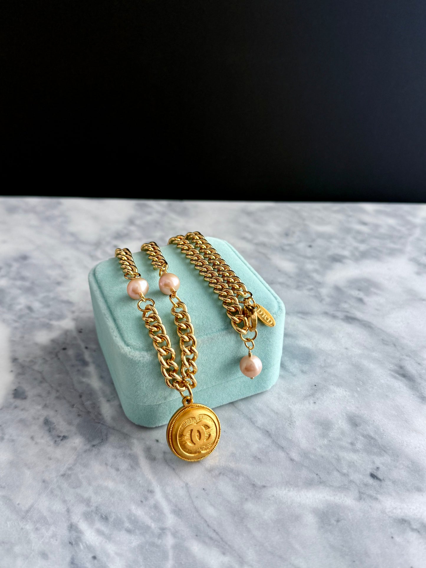 Extremely rare Authentic Reworked gold Button Necklace