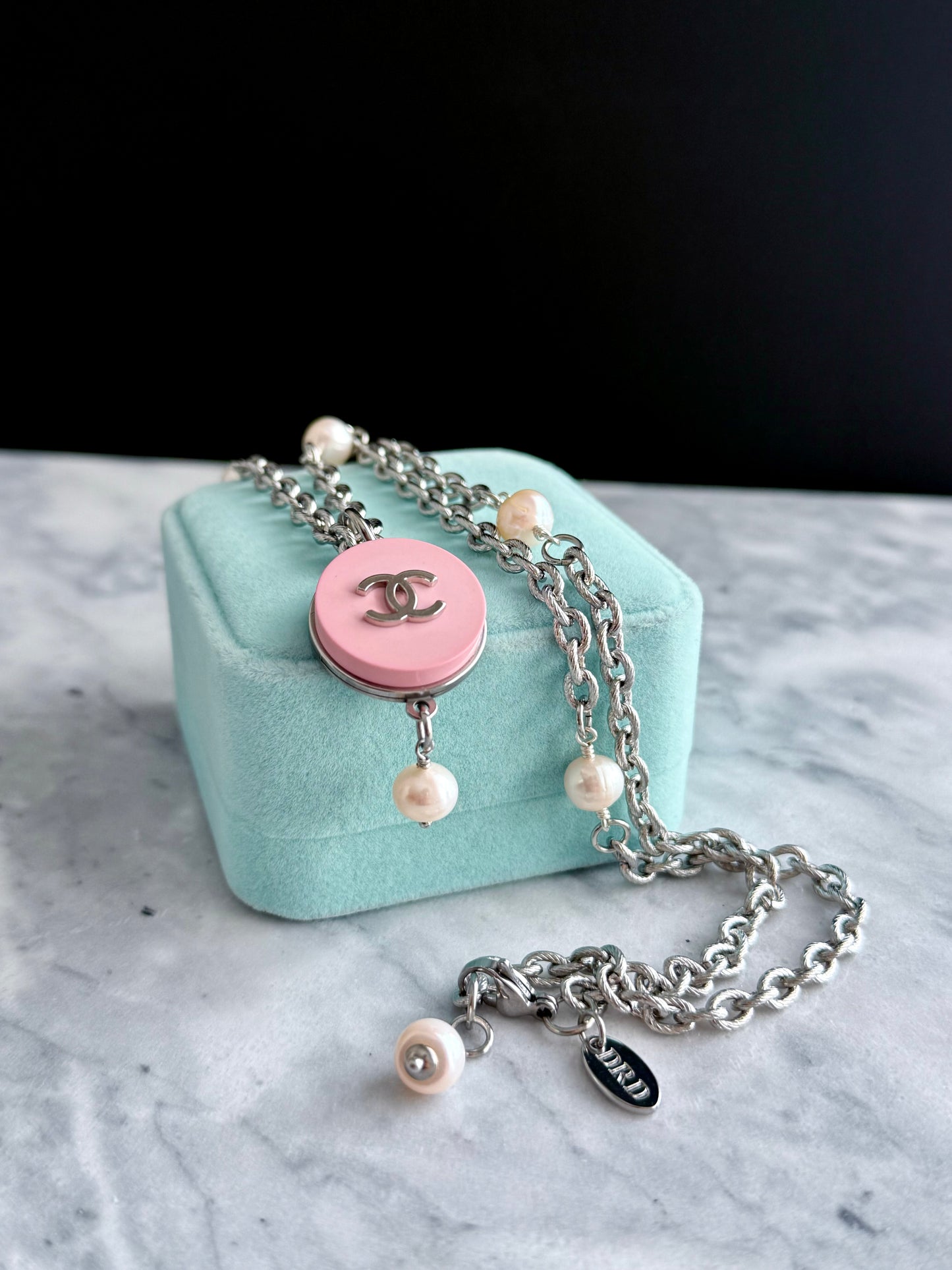 🖤 Extremely rare Authentic Reworked silver Button Necklace