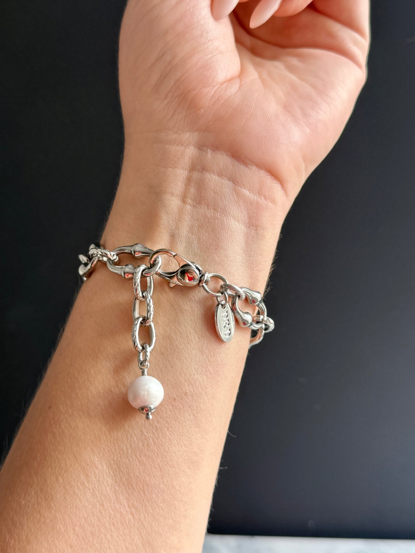 ✨ONE OF A KIND silver reworked button bracelet • large unique non tarnish chain