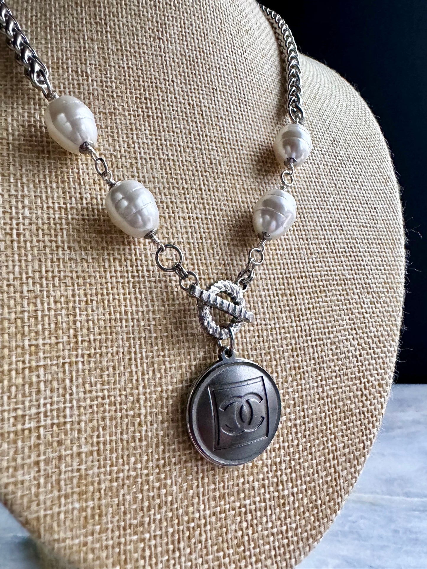 Extremely rare Authentic Reworked silver Button Necklace