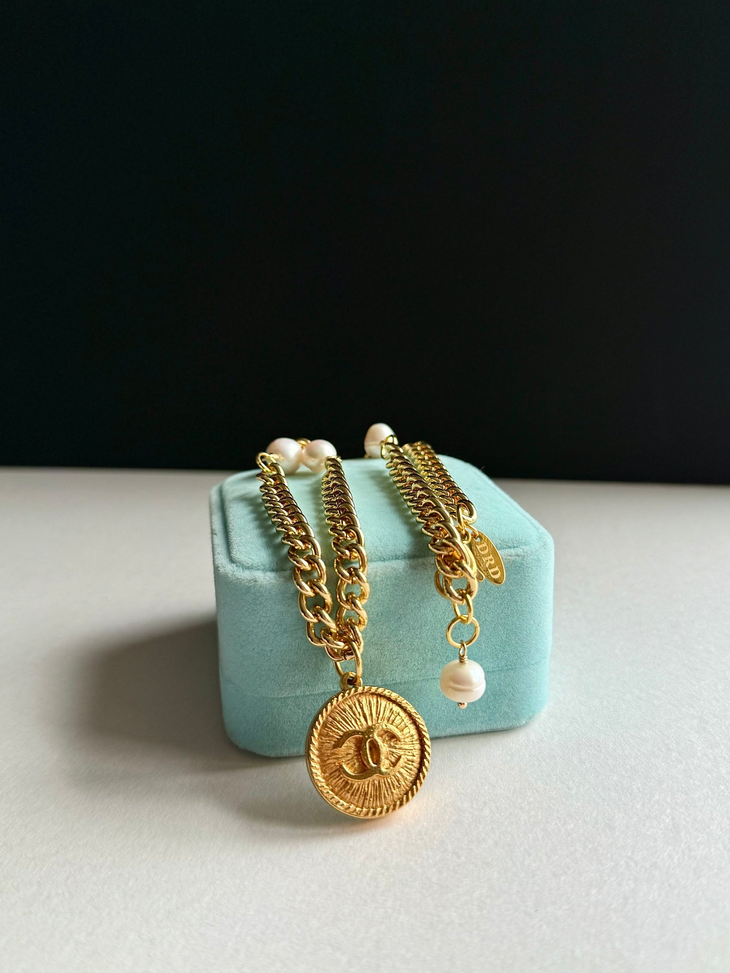 Extremely rare Authentic Reworked gold Button Necklace