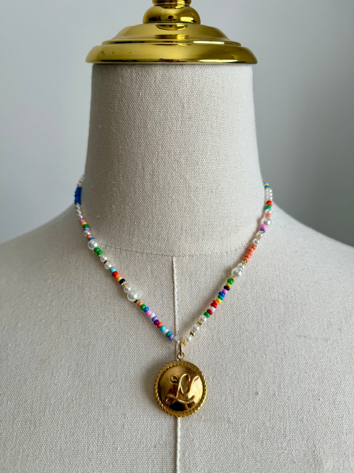 ❤️ Authentic gold reworked Louis Vuitton button beaded Necklace - VERY rare!