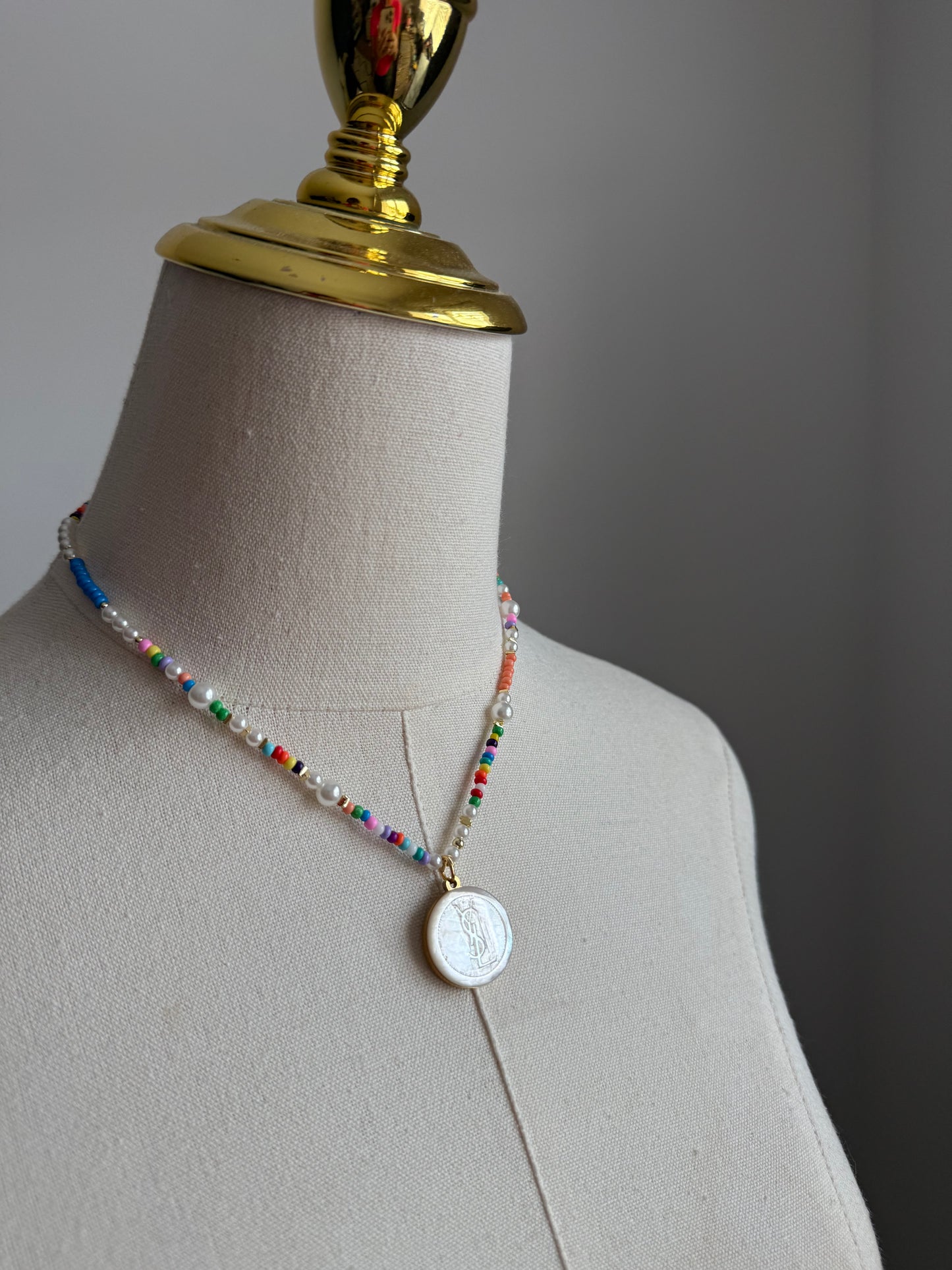 ❤️ Authentic gold reworked Louis Vuitton button beaded Necklace - EXTREMELY rare!