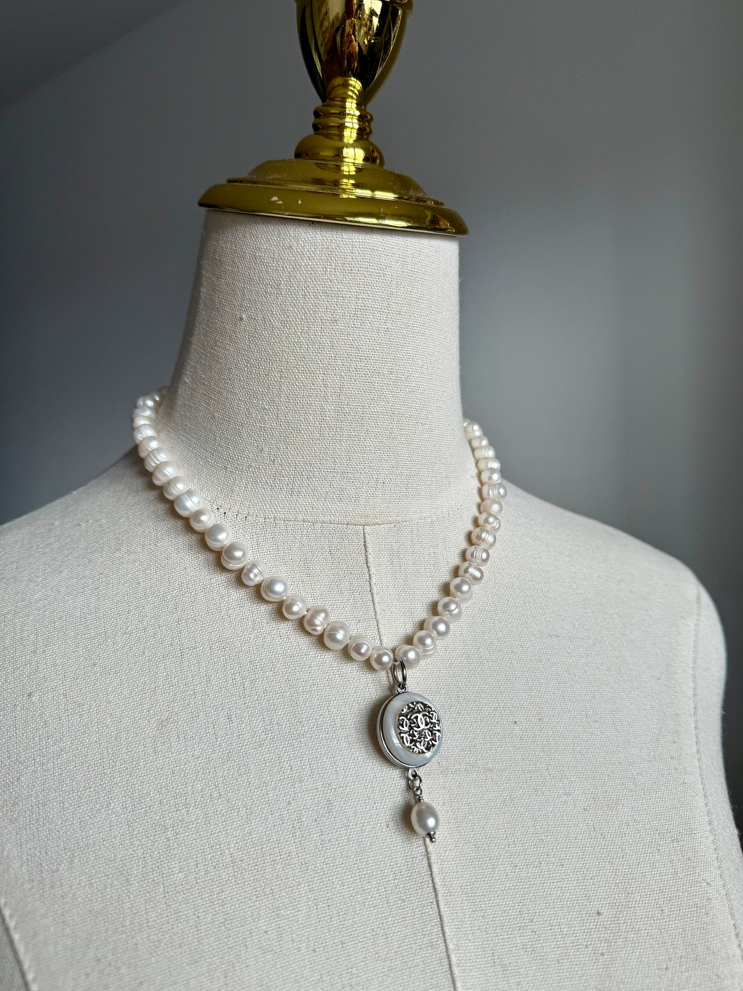 Authentic silver pearl reworked Necklace • SUPER RARE ONE OF A KIND PIECE