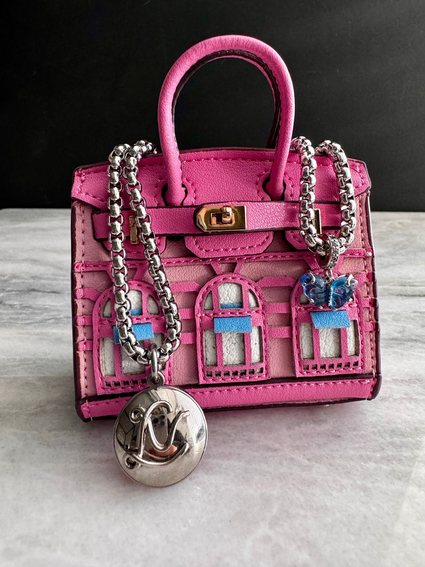 Authentic SILVER reworked Louis Vuitton button Necklace - VERY rare!