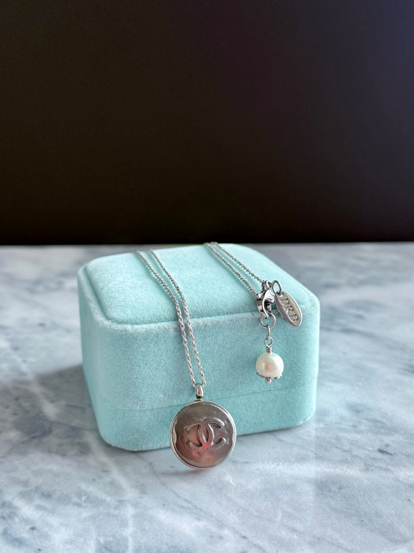 🖤 Reworked Authentic sterling silver button necklace with sterling silver chain