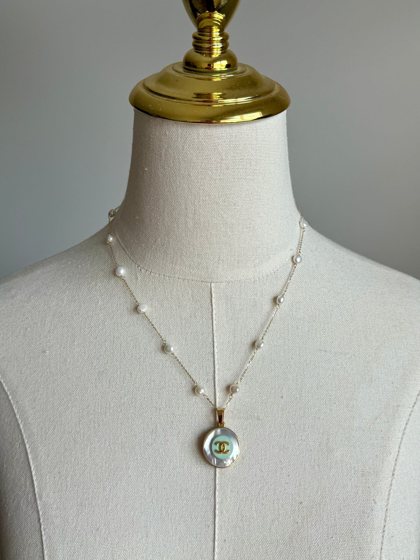 🩵 MOTHER OF PEARL One of a kind Authentic Reworked button necklace