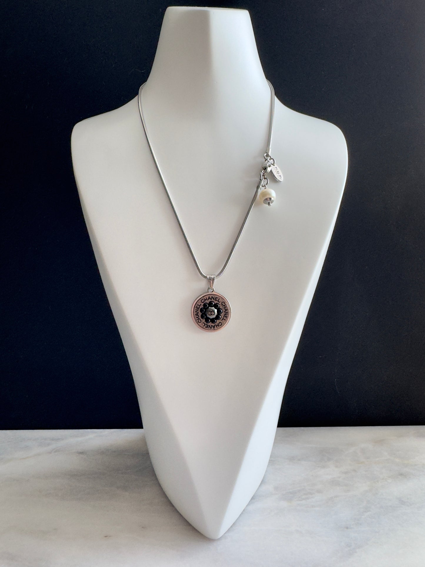 Authentic Reworked silver Button Necklace
