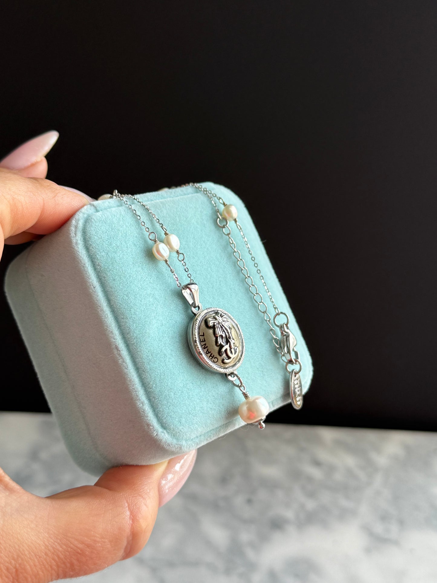 🤍 One of a kind delicate Authentic Reworked button necklace