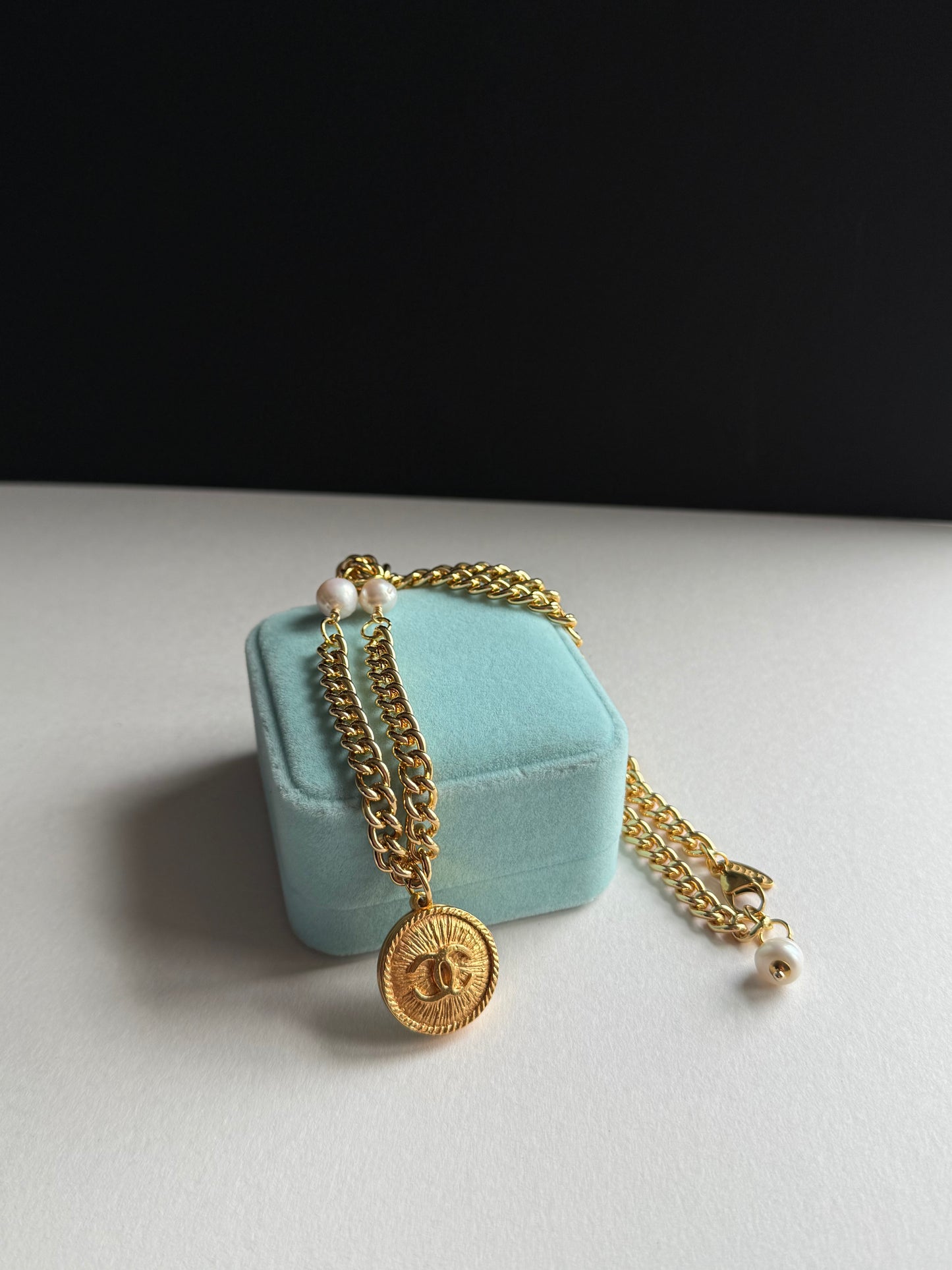 Extremely rare Authentic Reworked gold Button Necklace