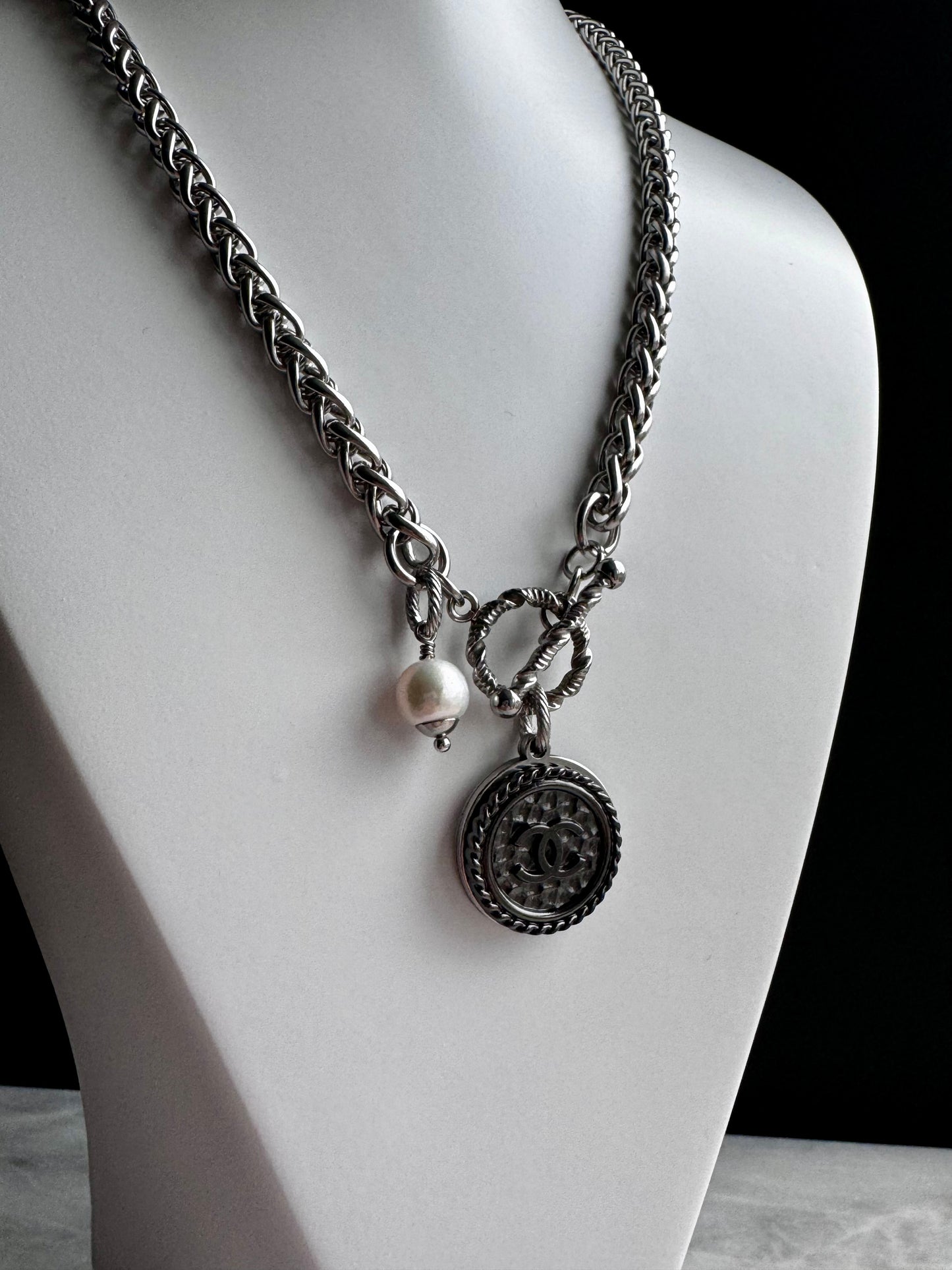 Extremely rare Authentic Reworked silver Button Necklace