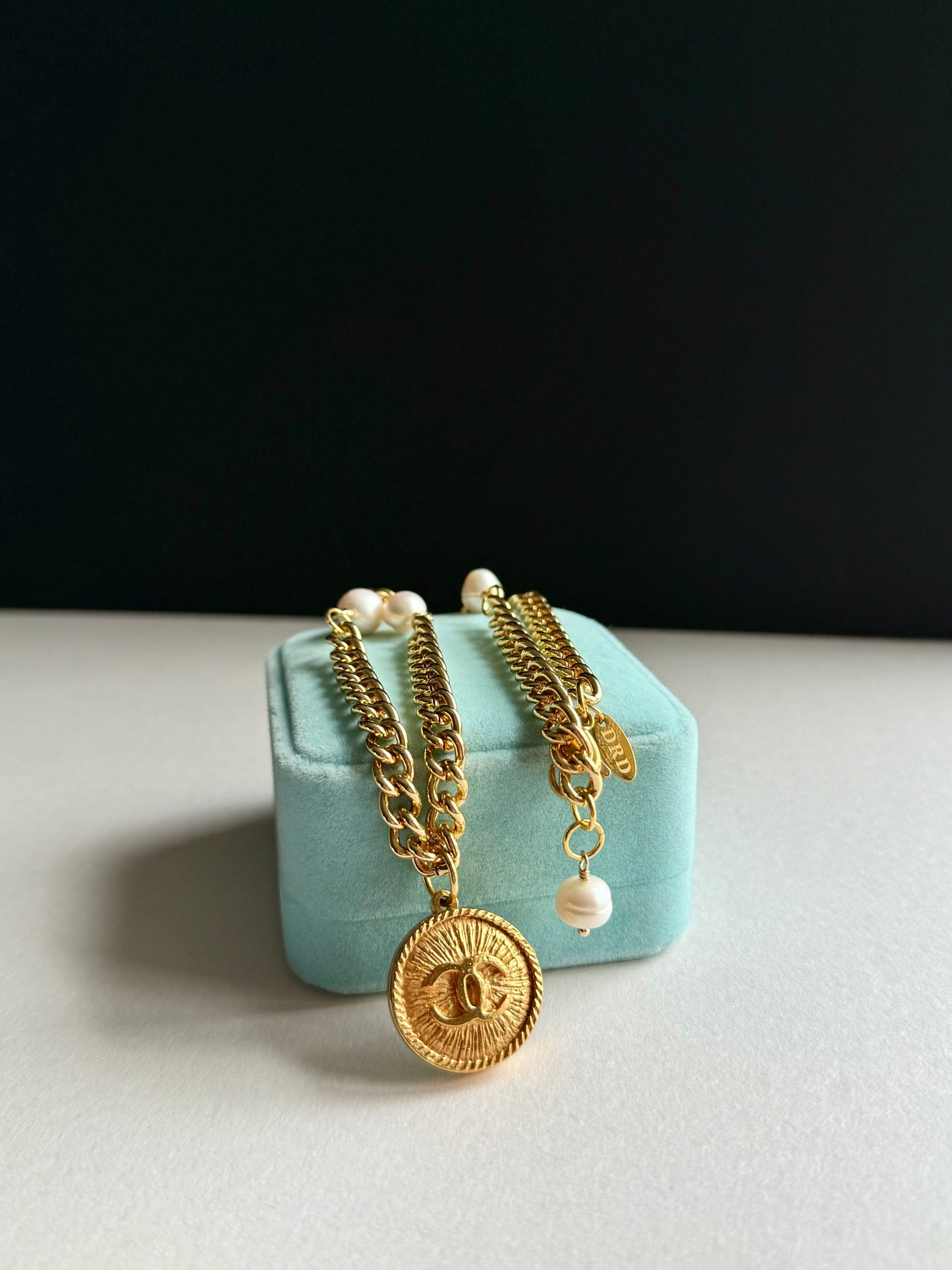 Extremely rare Authentic Reworked gold Button Necklace