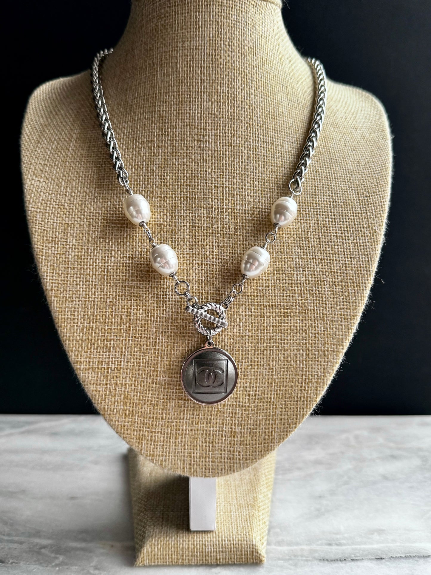 Extremely rare Authentic Reworked silver Button Necklace