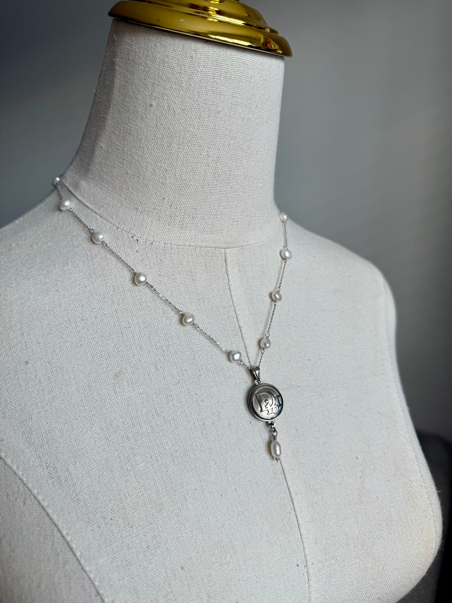 🤍 One of a kind Authentic Reworked Dior button necklace