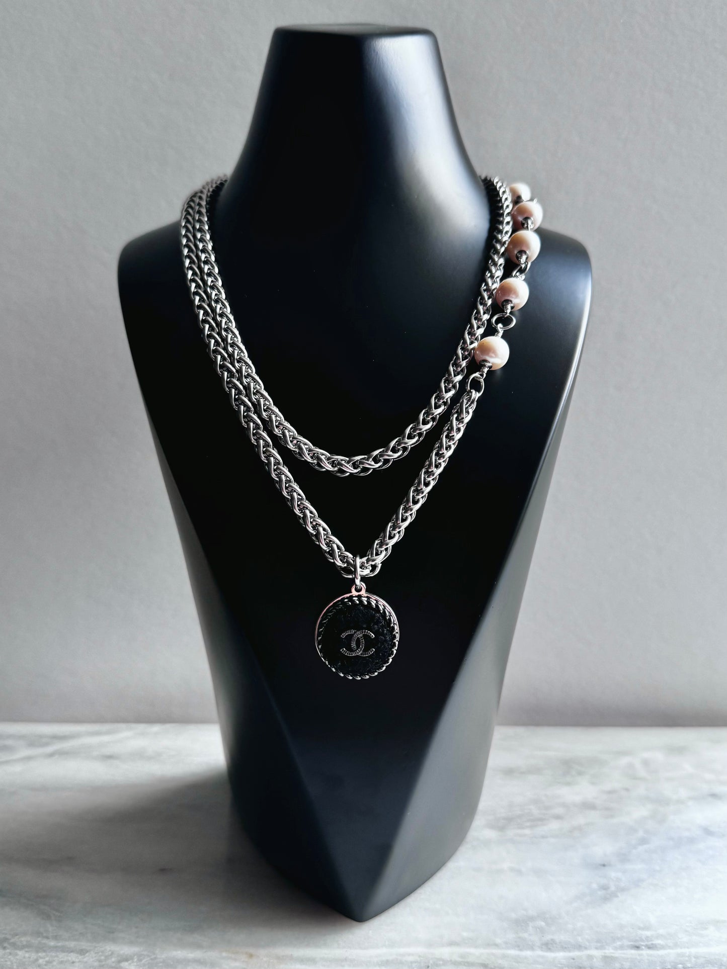 Extremely rare Authentic Reworked silver Button Necklace