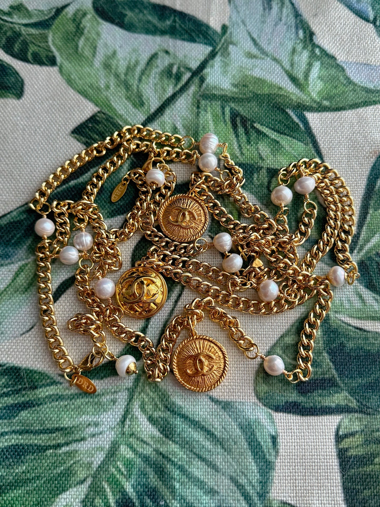 Extremely rare Authentic Reworked gold Button Necklace