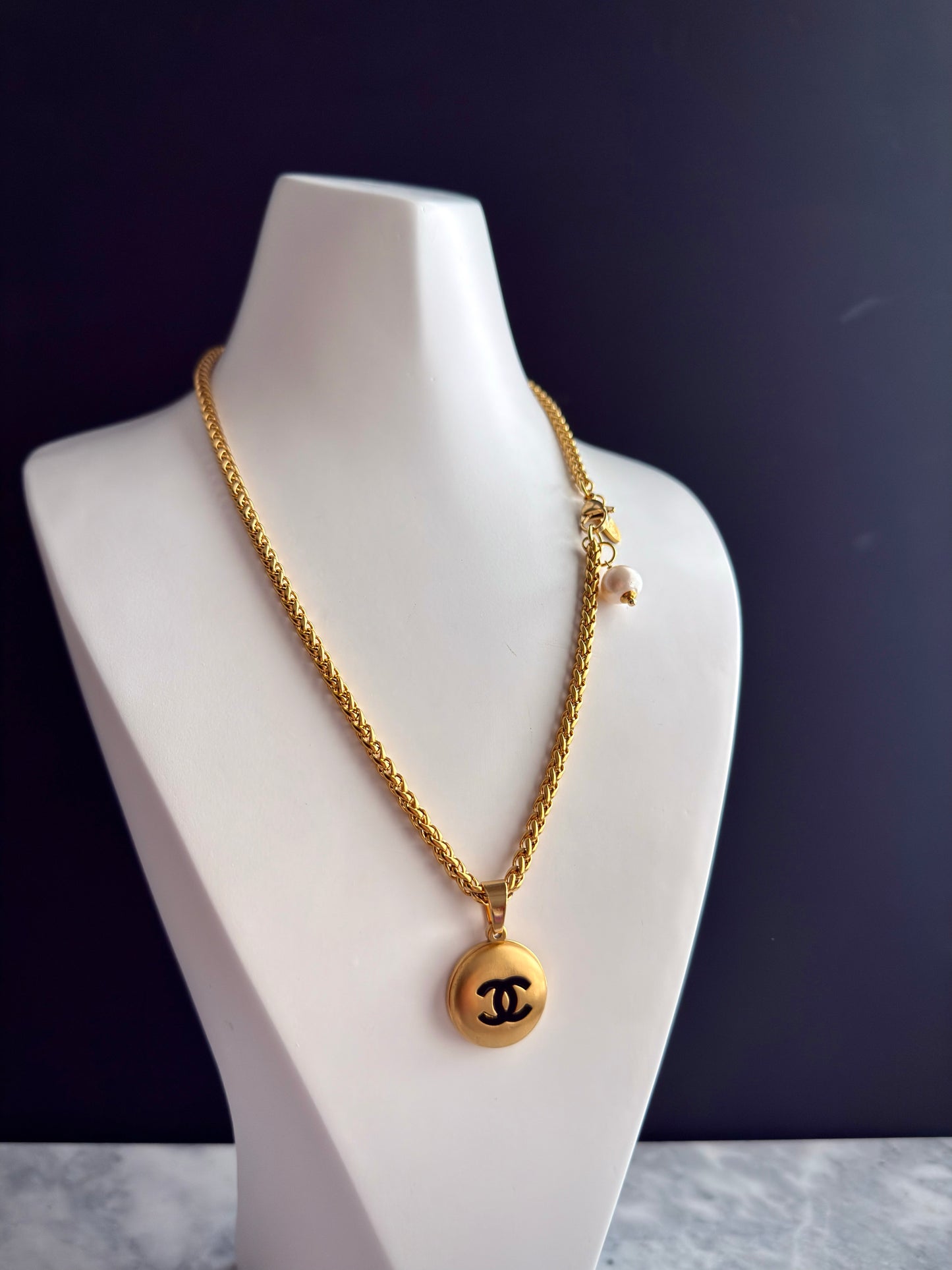 Extremely rare Large Vintage Authentic reworked Gold button Necklace