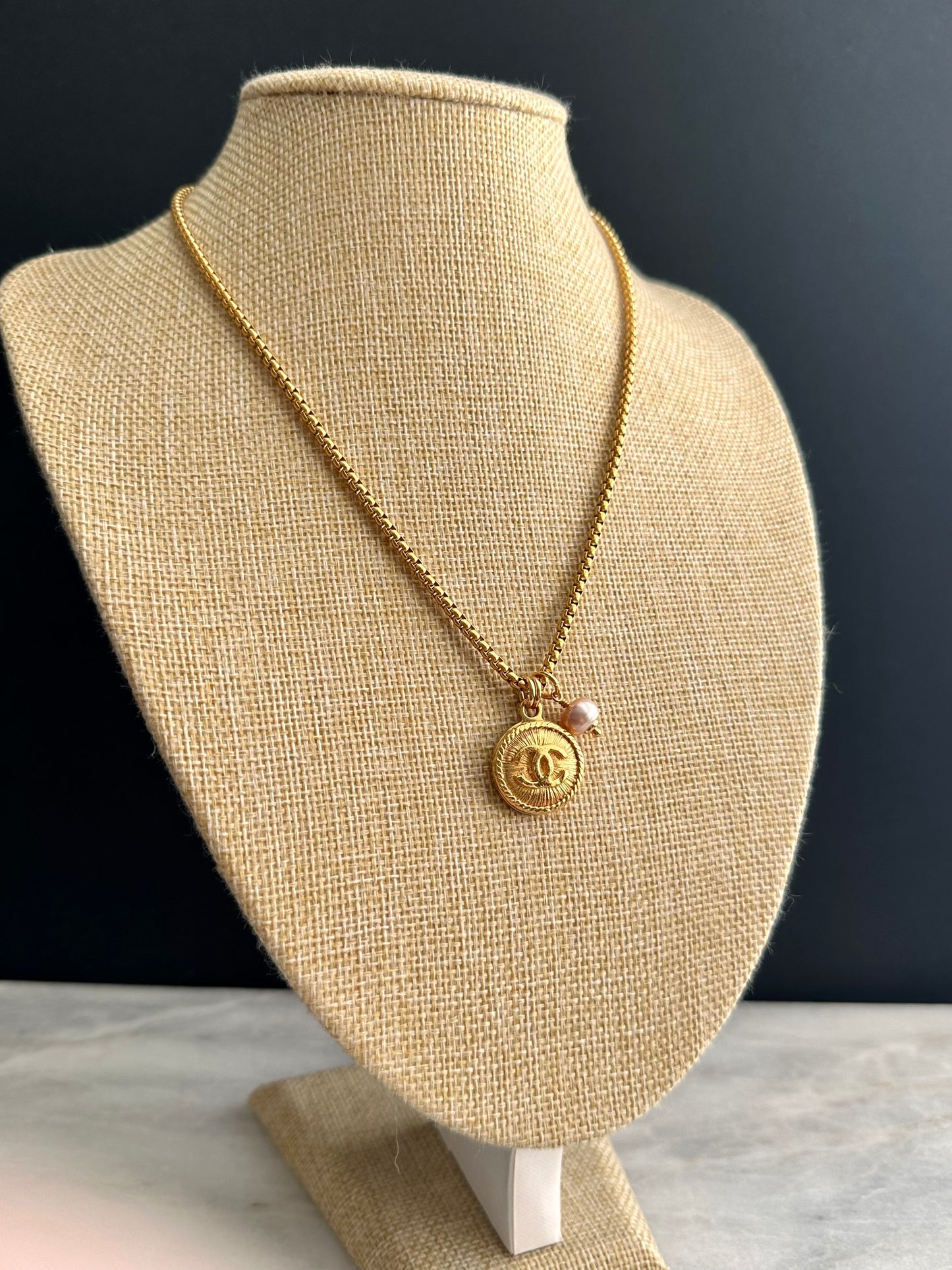 Extremely rare Vintage Authentic reworked Gold button Necklace