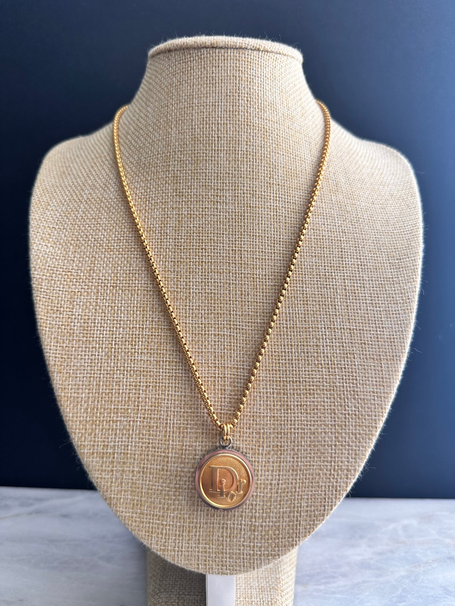 Authentic Vintage DIOR mixed silver+ gold reworked button Necklace - VERY rare!