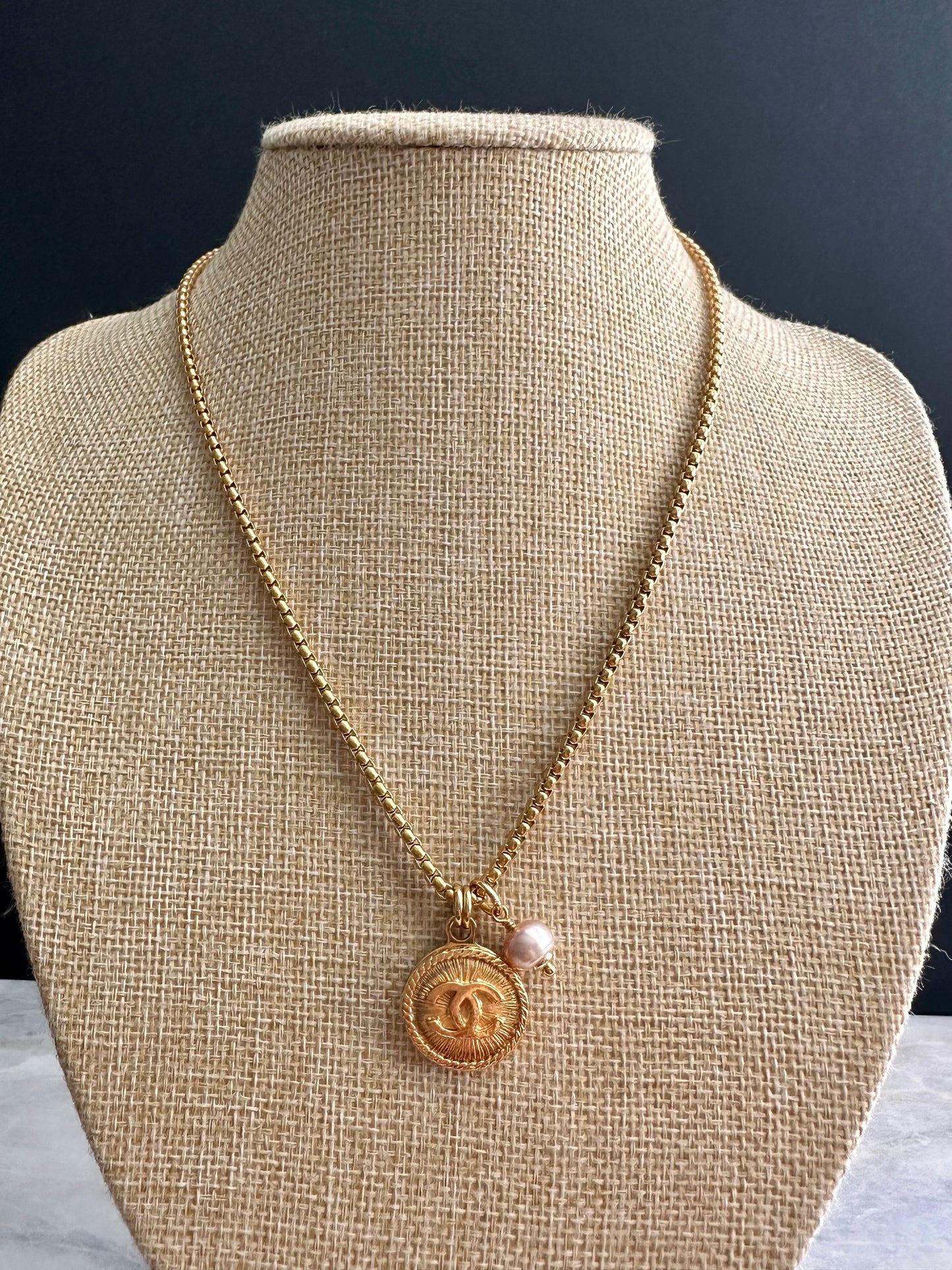 Extremely rare Vintage Authentic reworked Gold button Necklace