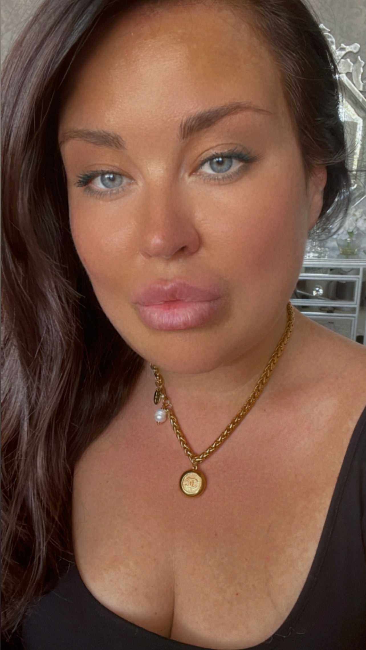 SUPER RARE Large Vintage Authentic reworked Gold button Necklace
