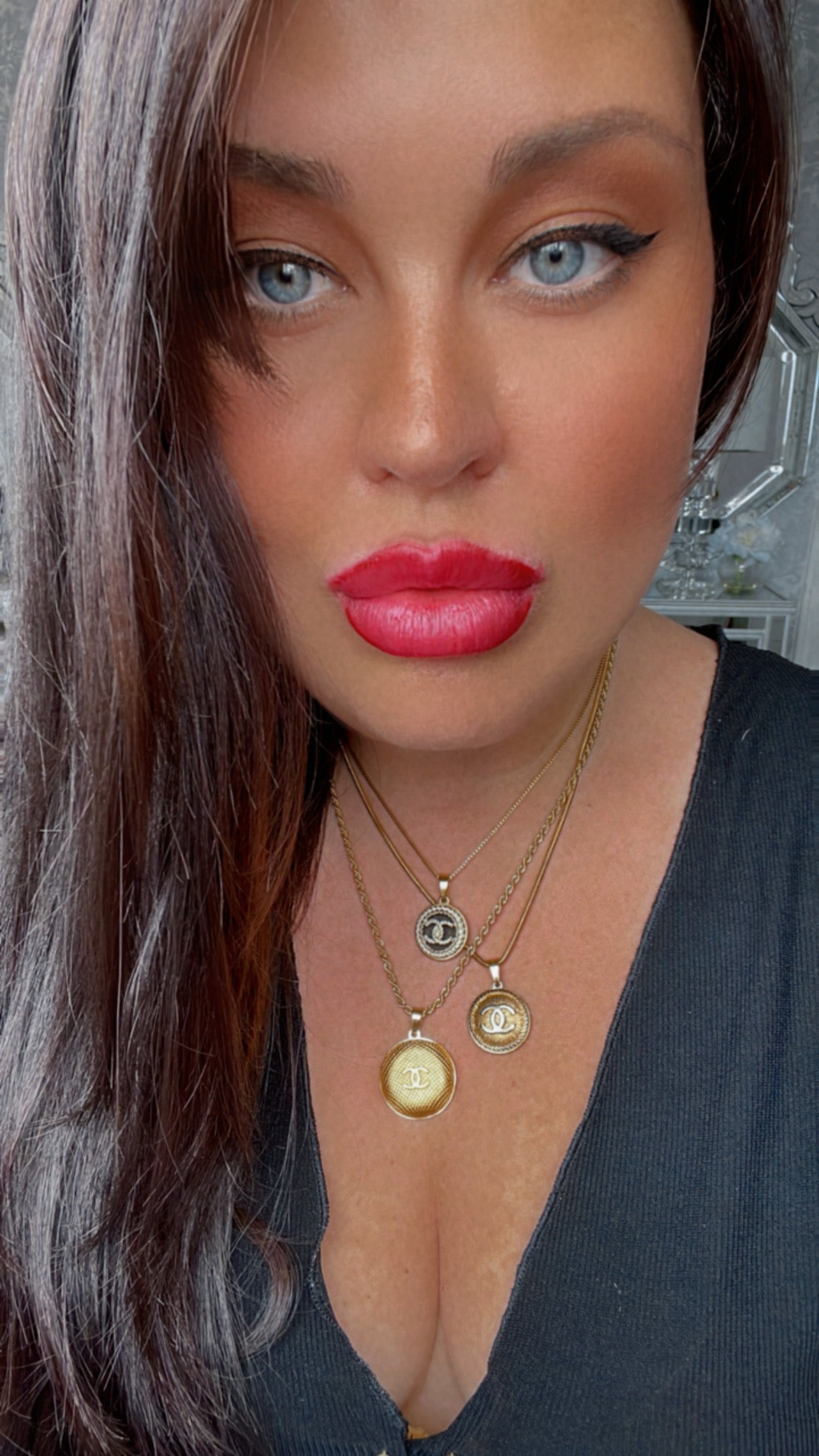 Vintage Authentic reworked Gold button Necklace