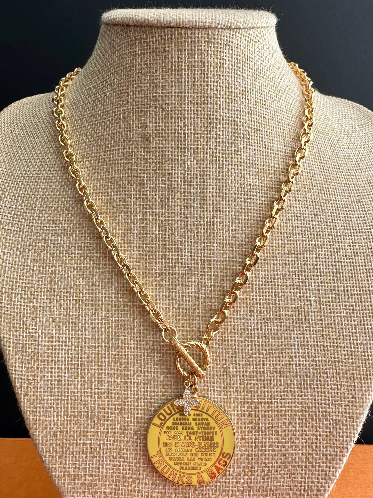 Yellow Huge Louis Vuitton TRUNK Authentic gold reworked Louis Vuitton Necklace - VERY rare!