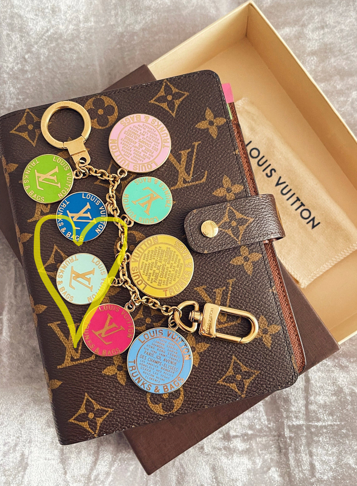 Pale teal Louis Vuitton TRUNK Authentic gold reworked Louis Vuitton Necklace - VERY rare!
