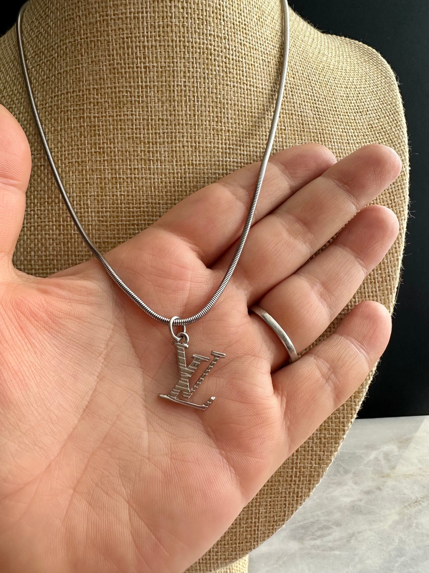 Authentic silver reworked Louis Vuitton Necklace - VERY rare!