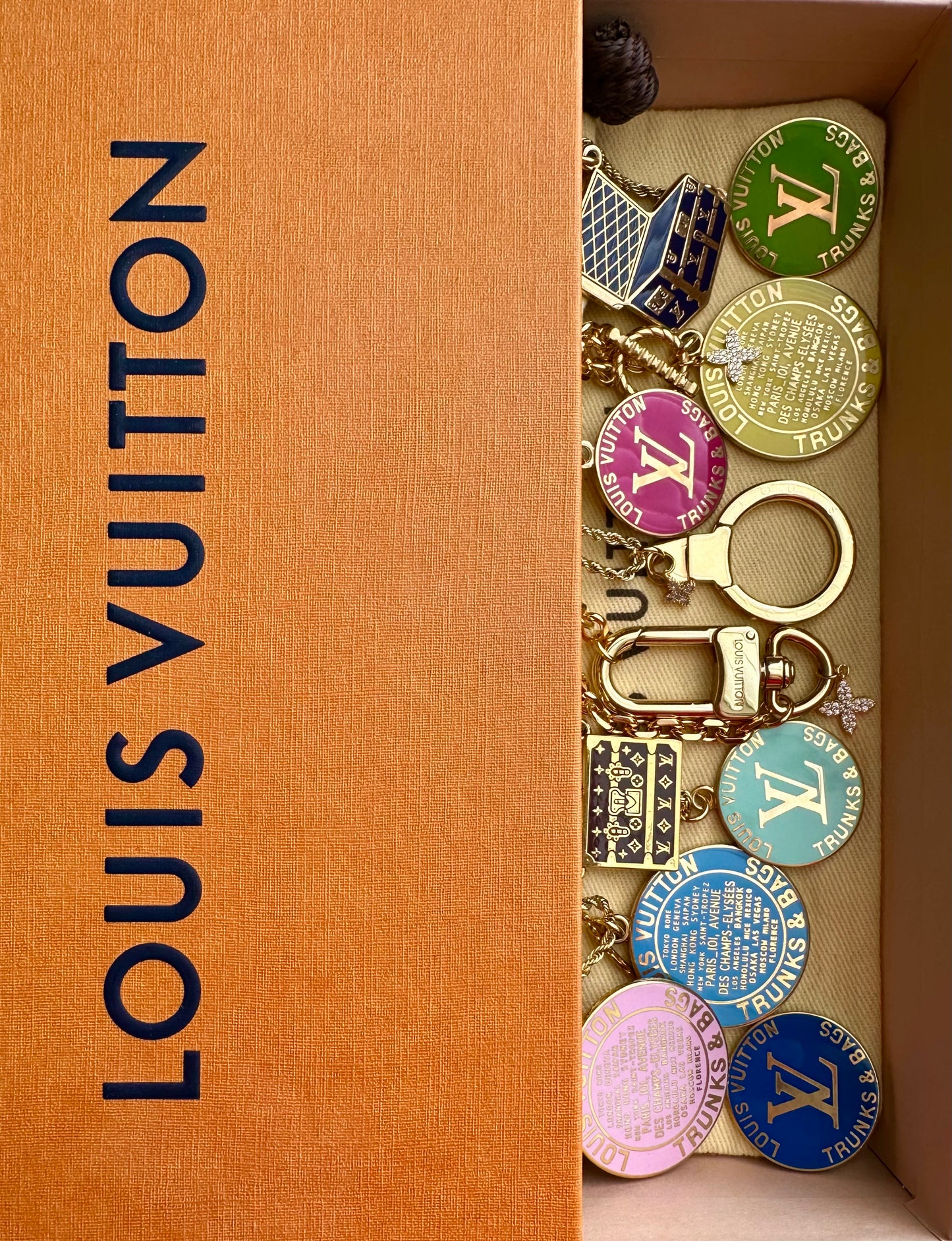 Light Blue Huge Louis Vuitton TRUNK Authentic gold reworked Louis Vuitton Necklace - VERY rare!