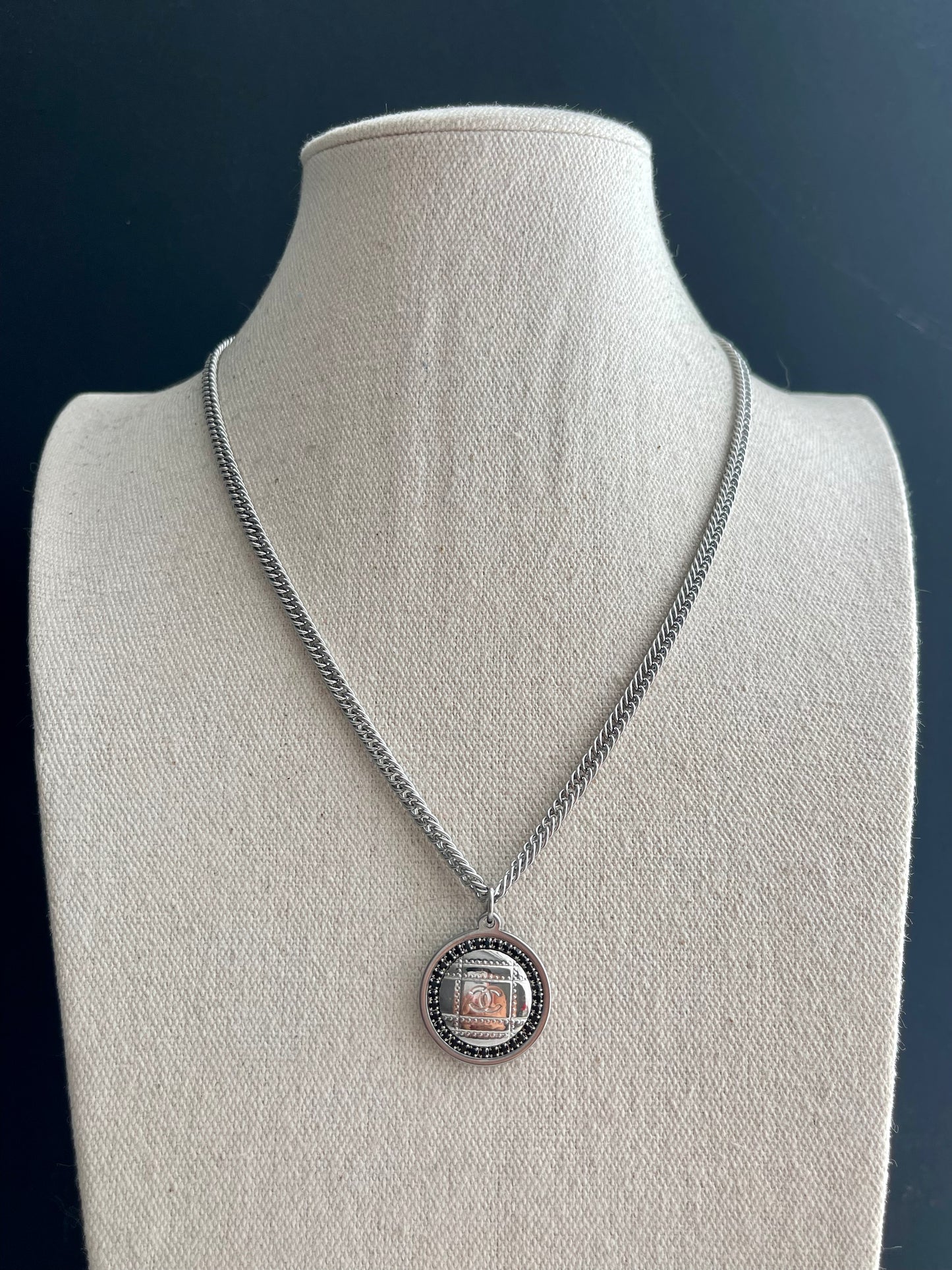 Authentic Reworked silver Button Necklace