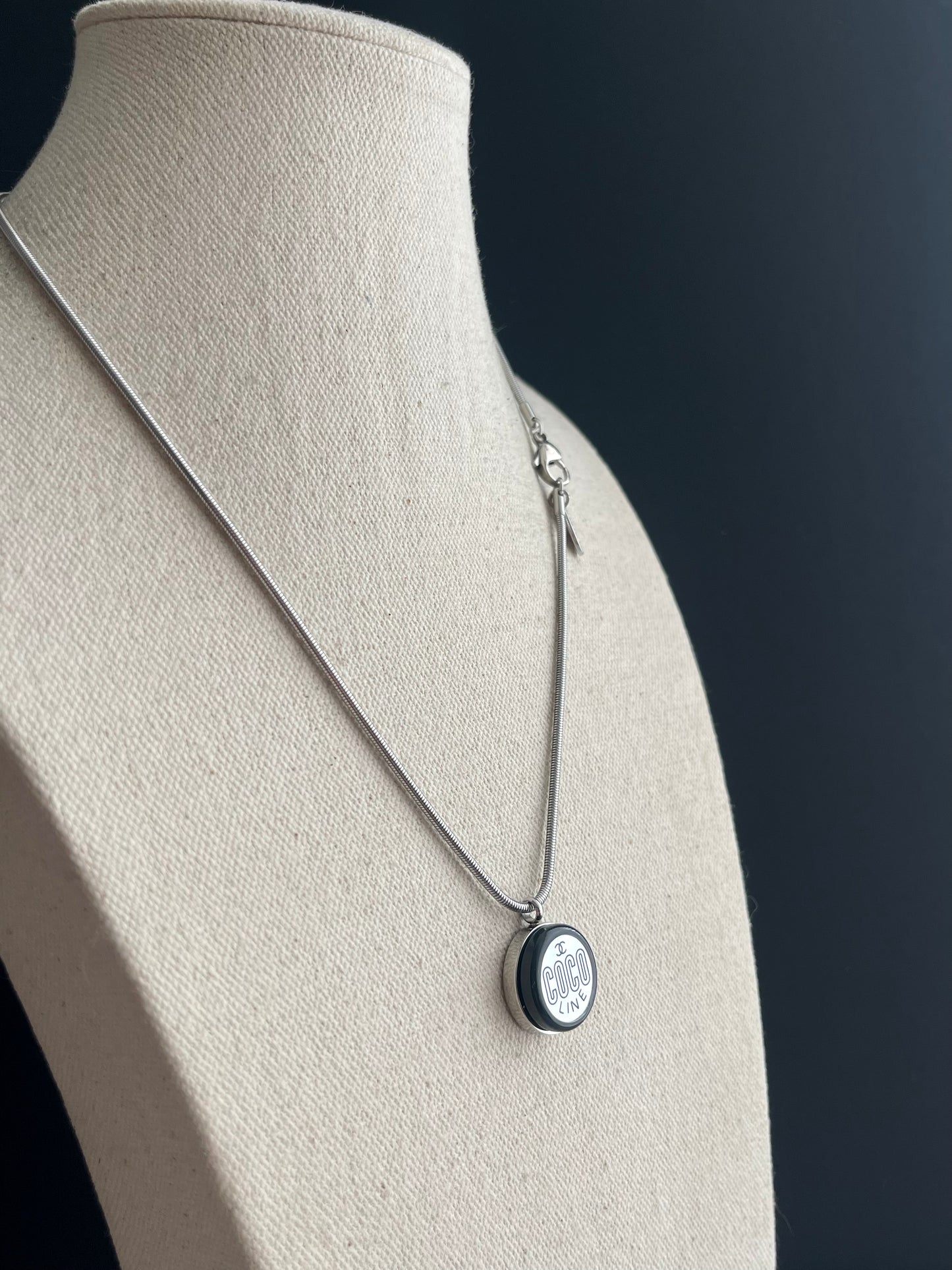 Authentic Reworked silver Button Necklace