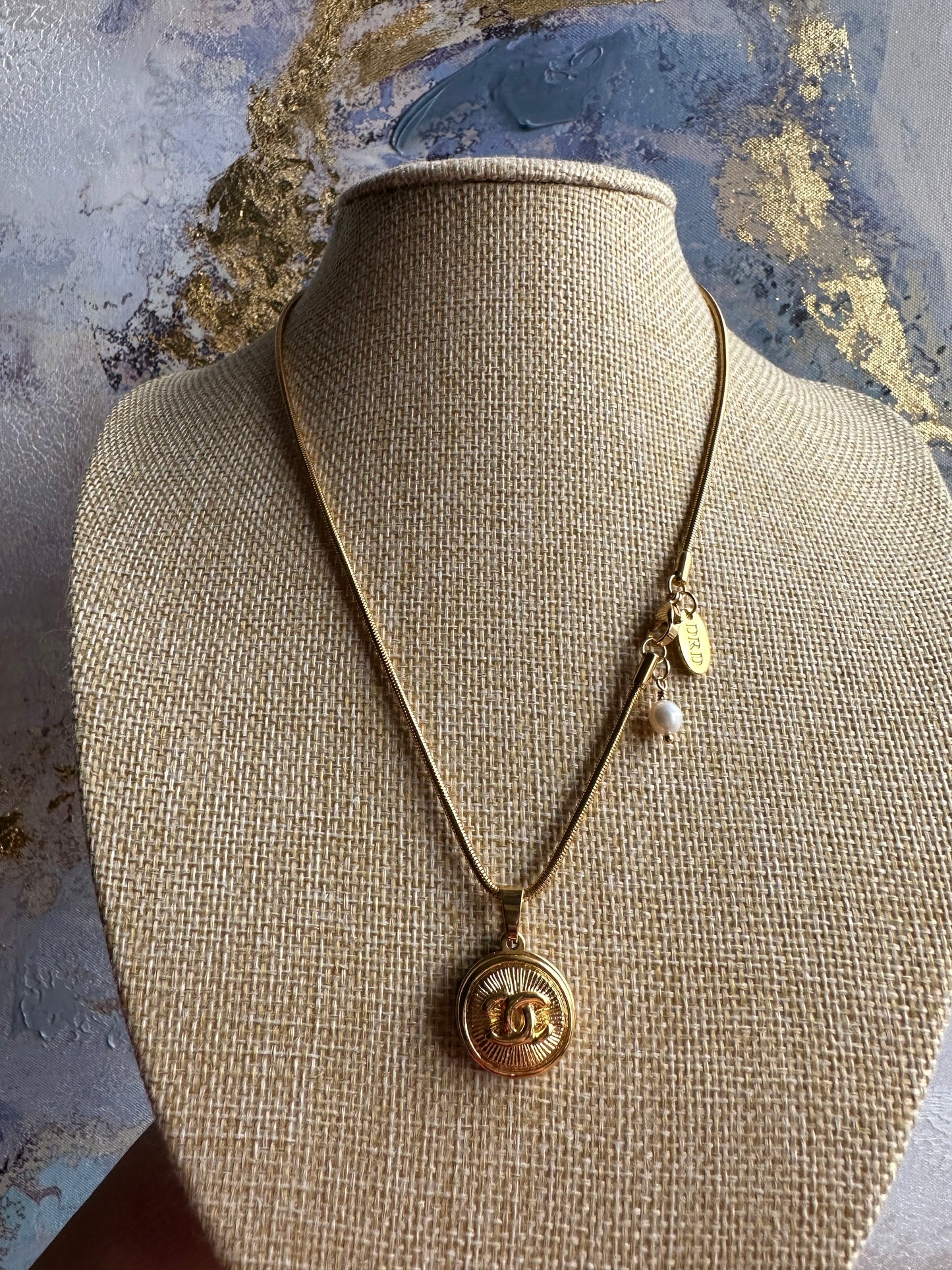 Vintage Authentic reworked Gold button Necklace