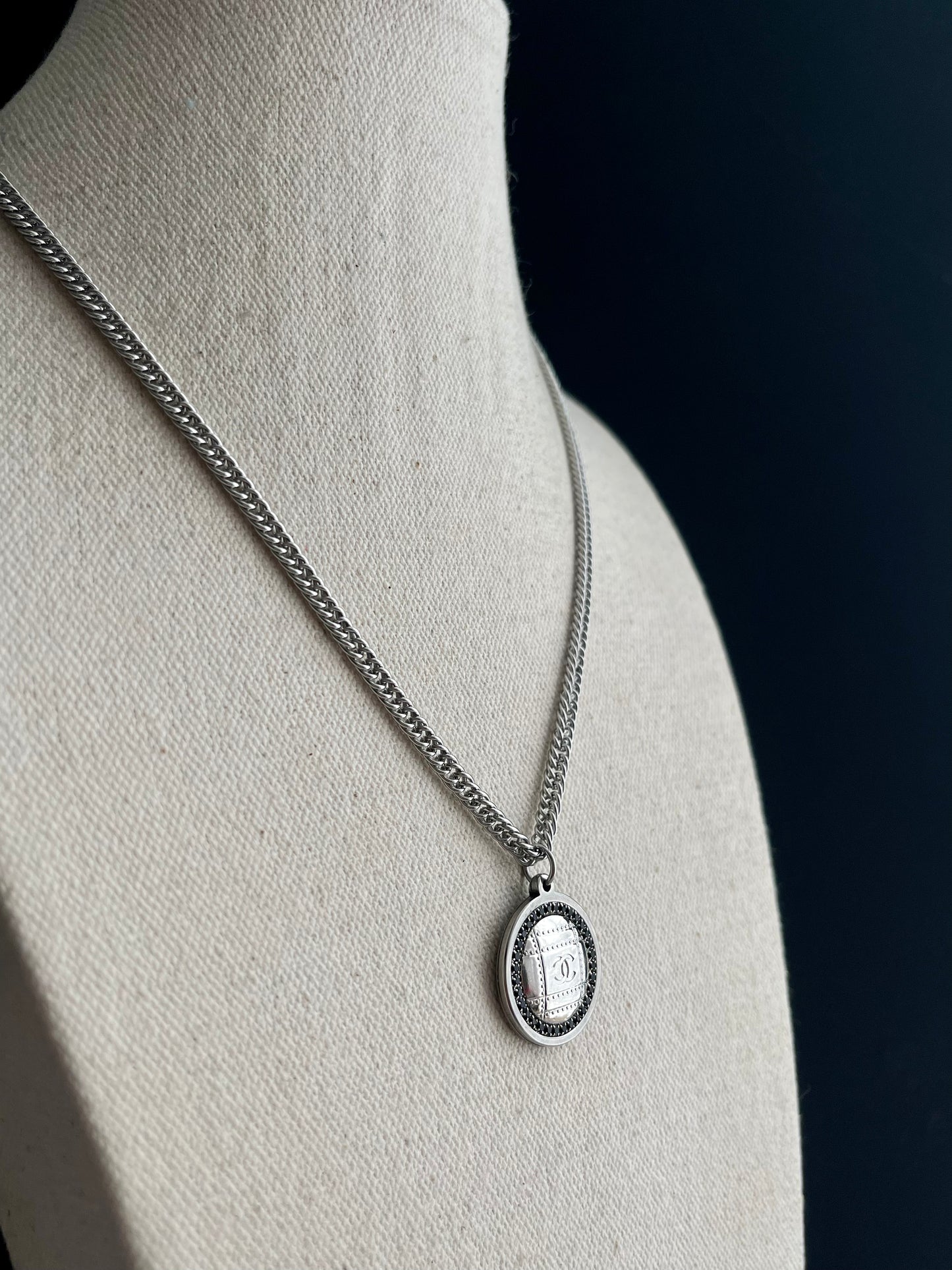 Authentic Reworked silver Button Necklace