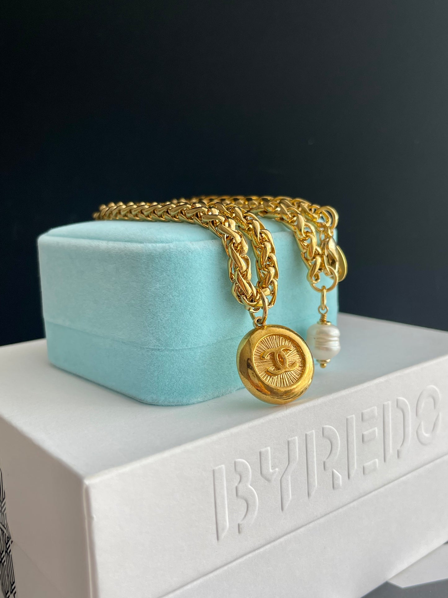 SUPER RARE Large Vintage Authentic reworked Gold button Necklace