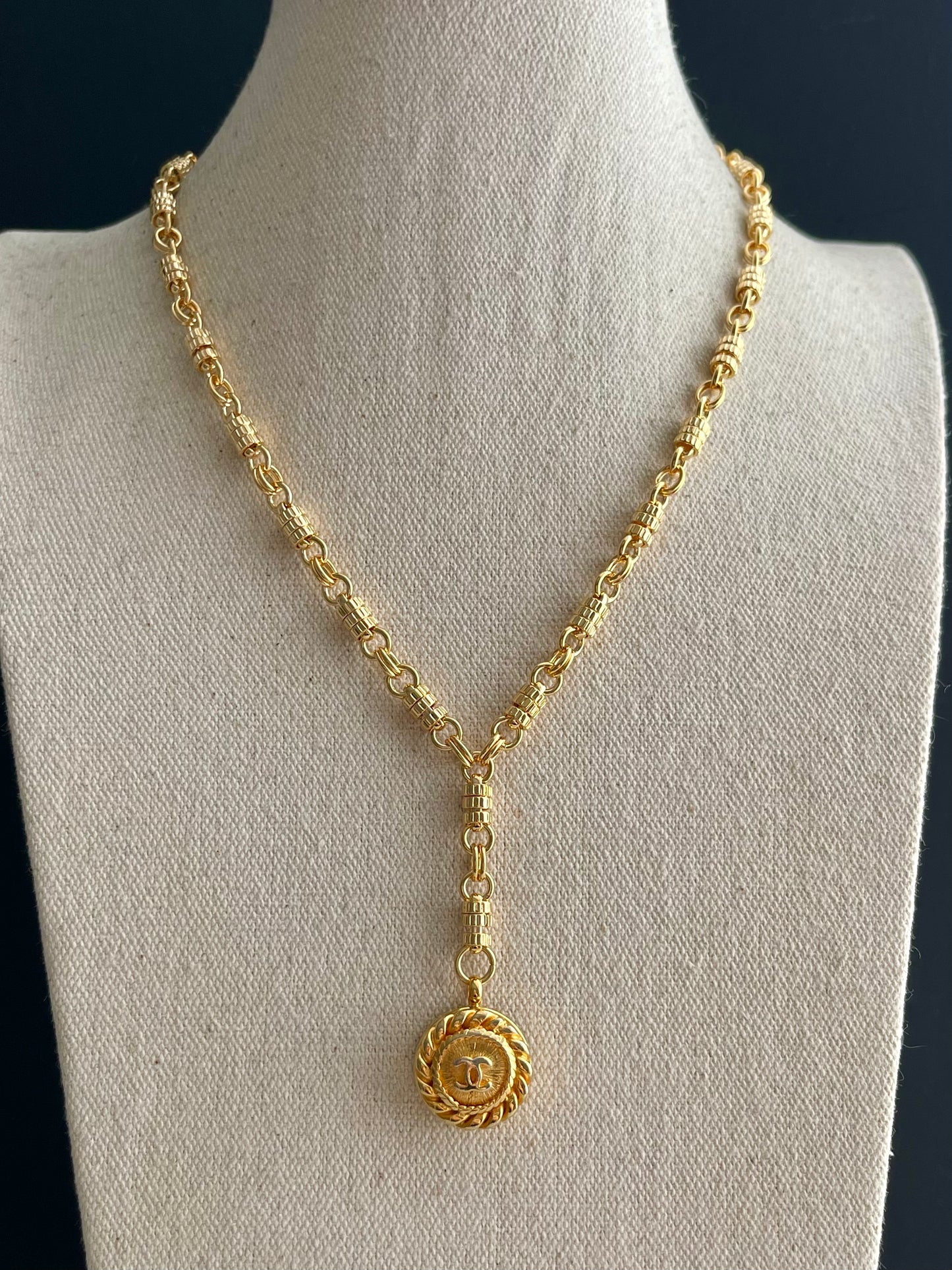 Vintage Authentic reworked Gold button Necklace