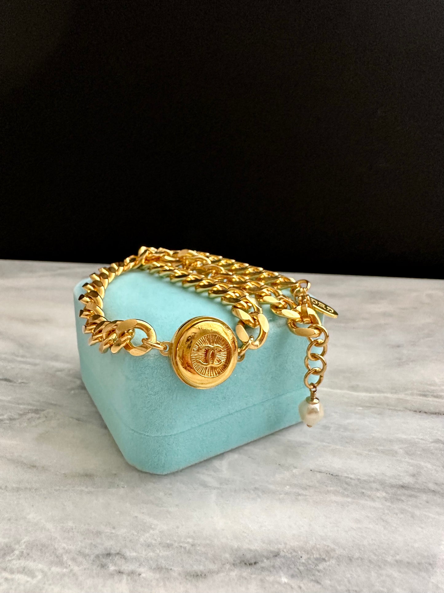 Authentic Vintage gold reworked button choker