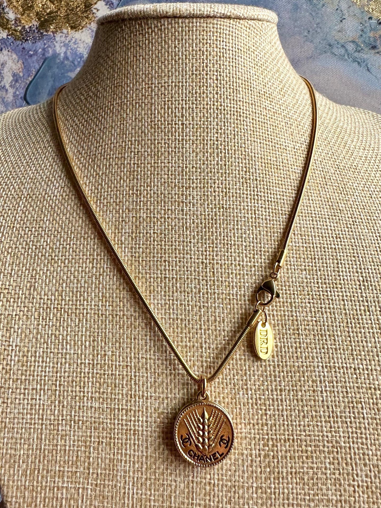 Vintage Authentic reworked Gold button Necklace