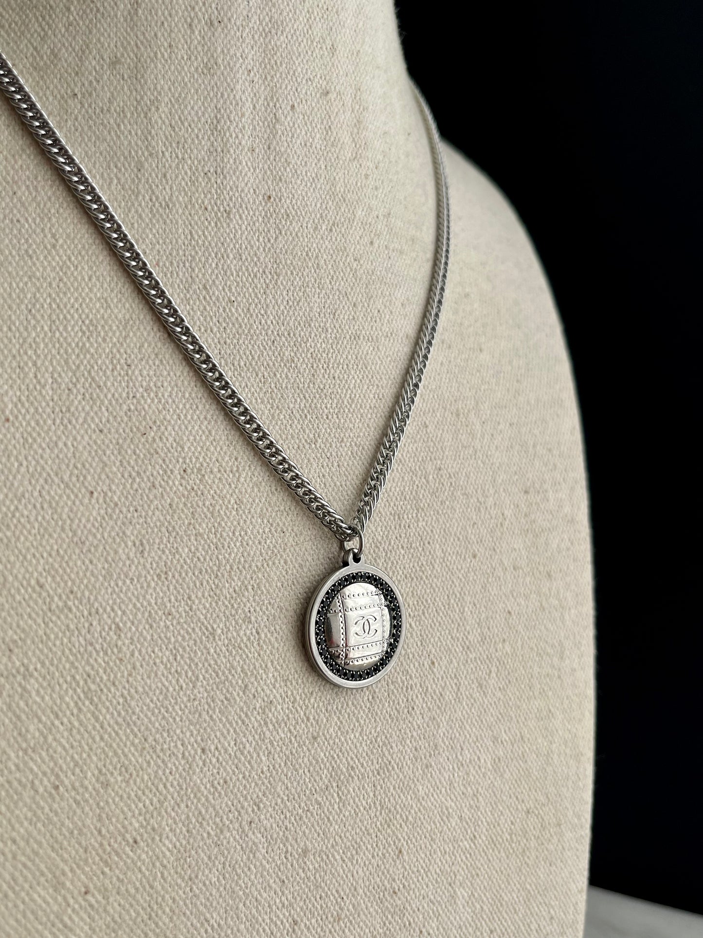 Authentic Reworked silver Button Necklace