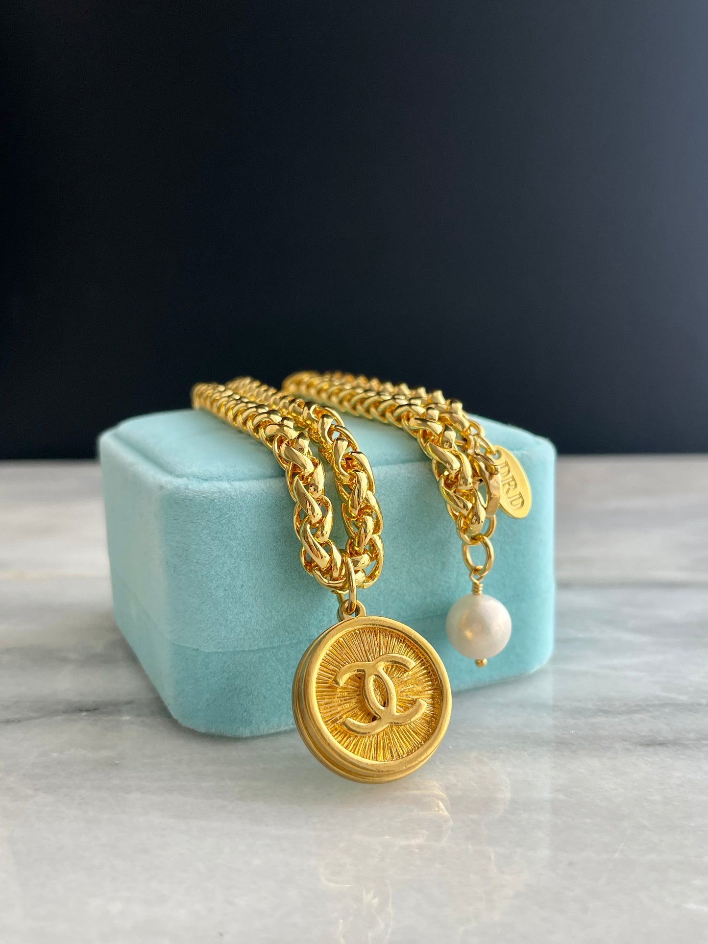 SUPER RARE Large Vintage Authentic reworked Gold button Necklace